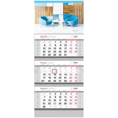 Календарь квартальный на 2022 год "Office style", 295x660 мм
