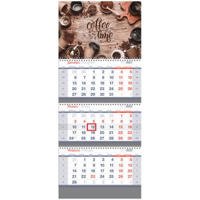 Календарь квартальный на 2022 год "Standard. Coffe time", 295x700 мм
