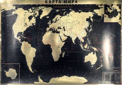 Интерьерная карта Мира (политическая) (GOLD)
