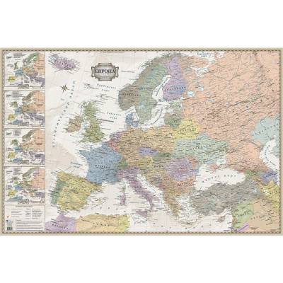 Настенная карта "Политическая карта Европы", 1:5,3 млн, ретро стиль