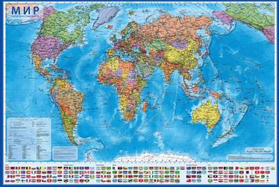 Карта "Мир" политическая Globen, 1:28млн., 1170x800 мм, интерактивная, с ламинацией, в тубусе