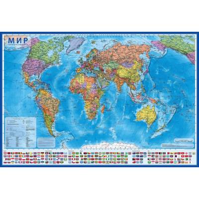 Политическая карта "Мир" 1:55 М, 59х40 см (капсульная ламинация)