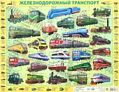 Пазл на подложке. Железнодорожный транспорт России, 63 элемента