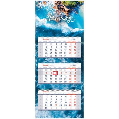 Календарь квартальный на 2022 год "Premium. Adventures", 330x810 мм