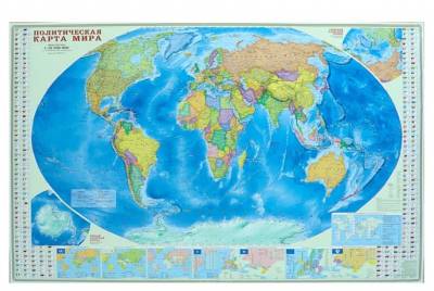 Карта настенная "Мир политический + Инфографика", 1:18,5 М, 157х107 см (ламинированная)